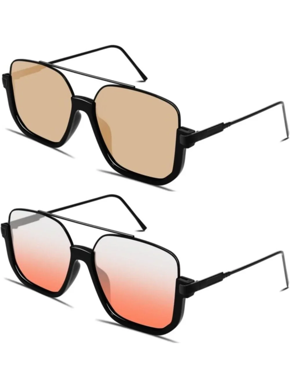 Oversized Square Aviator Sunglasses for Women & Men - Retro 70s Style, UV